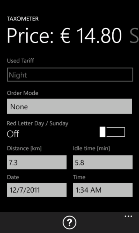 Taxometer for Windows Phone